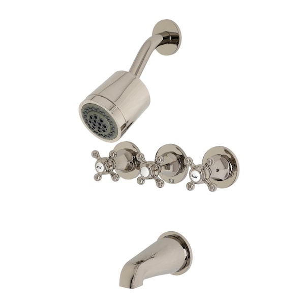 Kingston Brass KBX8136BX Three-Handle Tub and Shower Faucet, Polished Nickel KBX8136BX - main